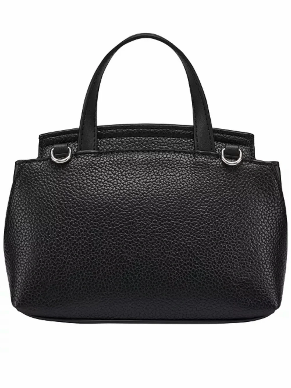 Calvin Klein Black Pebbled Leather Satchel with Silver Accent